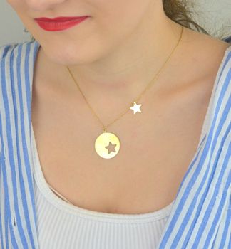 Stylowy naszyjnik srebrny pozłacany z motywem kółka i gwiazdki od Dall’Acqua. Modna biżuteria premium z kolekcji BOHO ROMANCE. Sprawdź w autoryzowanym sklepie! (2).JPG